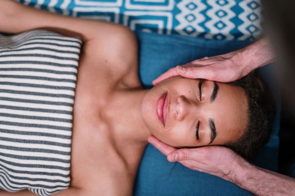 Man receiving a professional clinical skin treatment