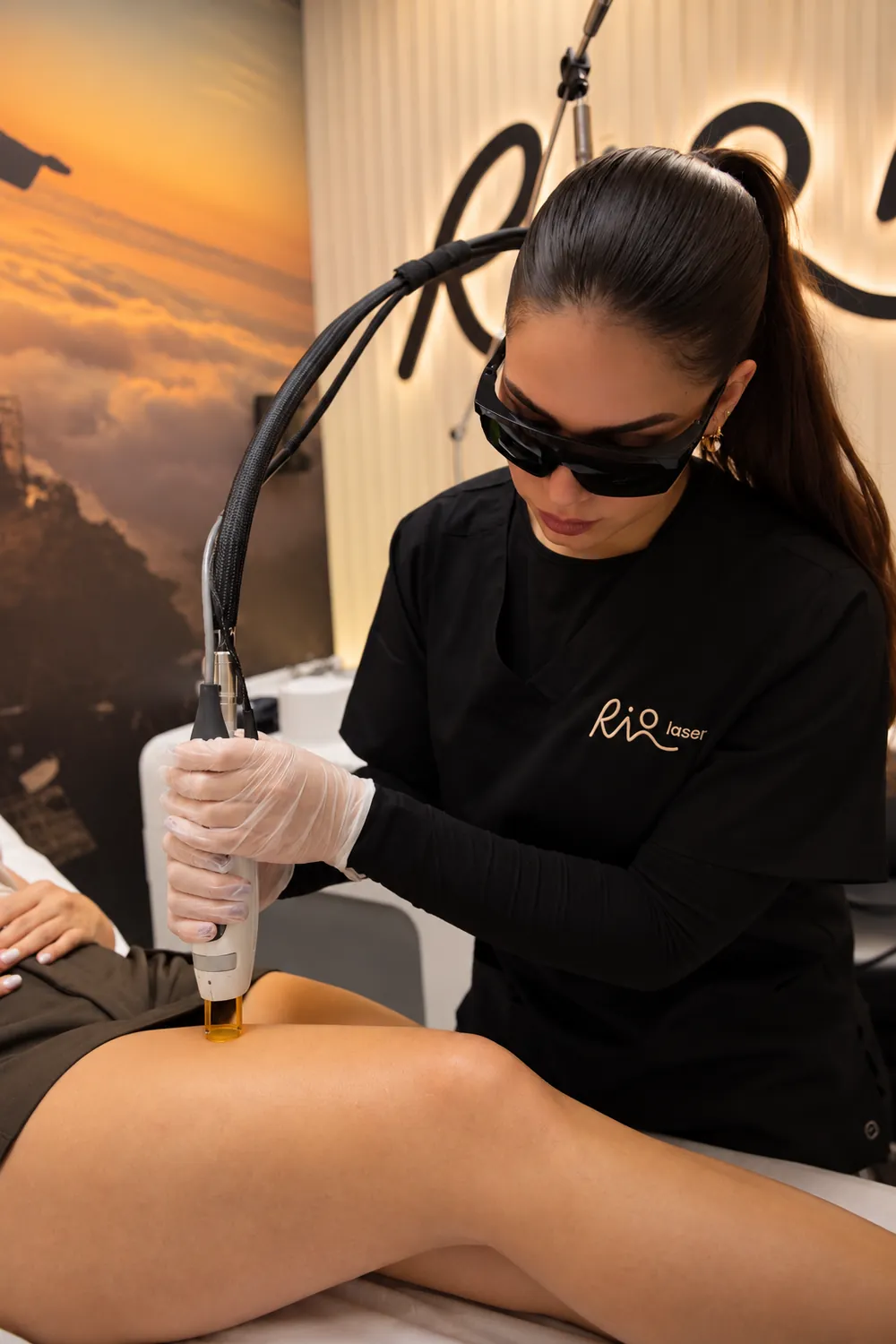 Riolaser provider performing leg laser hair removal in Orlando, FL